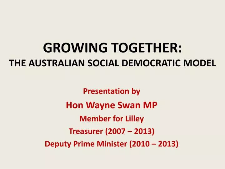 growing together the australian social democratic model