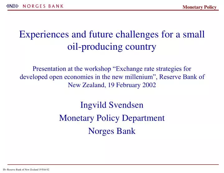 ingvild svendsen monetary policy department norges bank