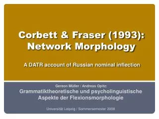 Corbett &amp; Fraser (1993): Network Morphology