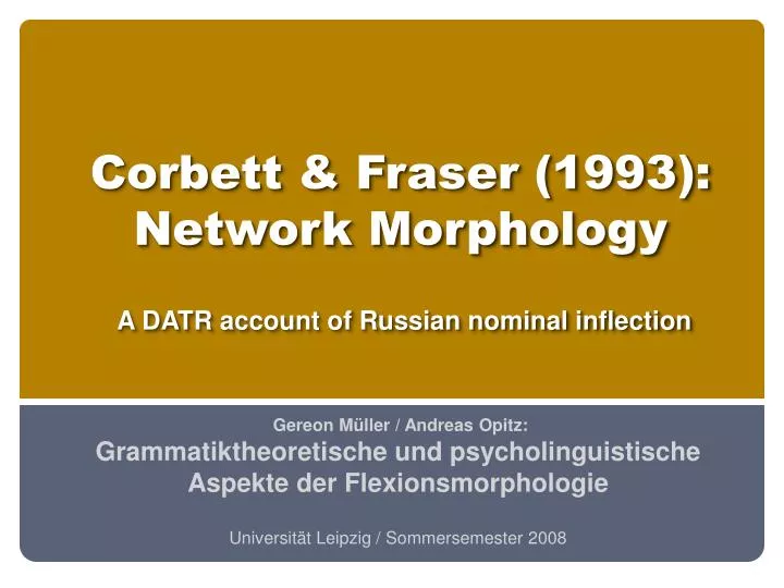 corbett fraser 1993 network morphology