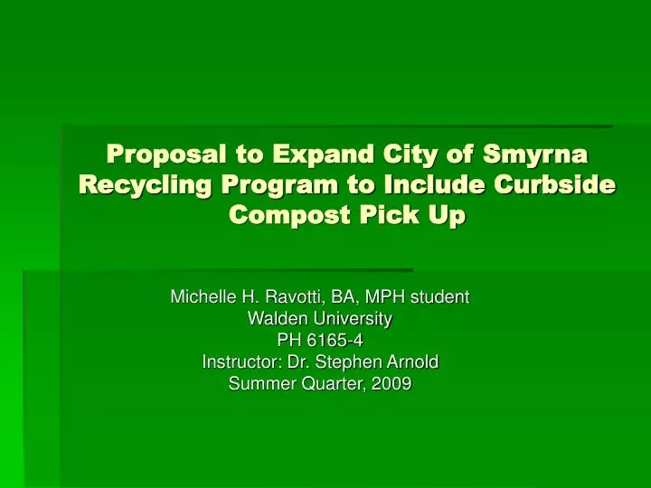 proposal to expand city of smyrna recycling program to include curbside compost pick up