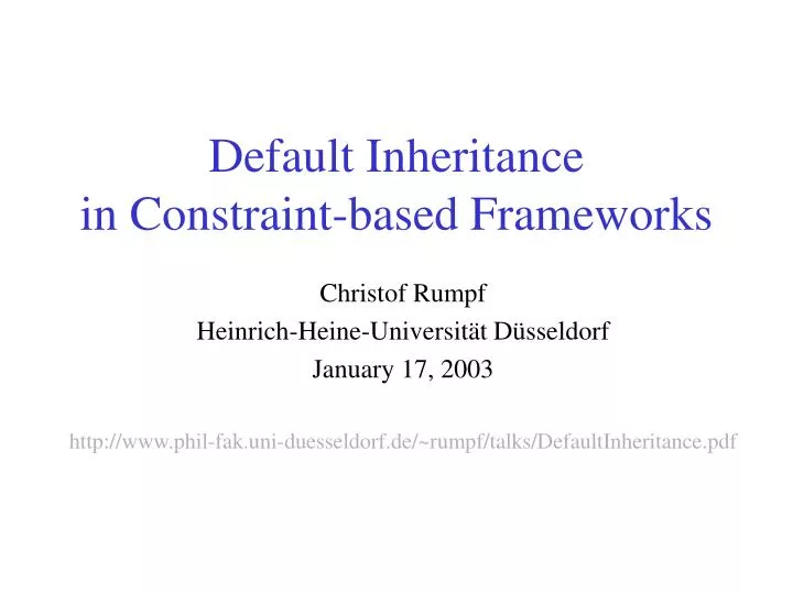 default inheritance in constraint based frameworks