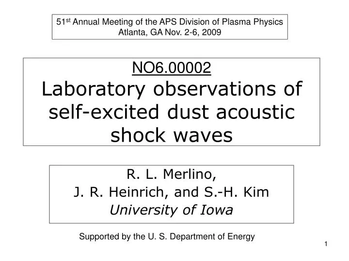 no6 00002 laboratory observations of self excited dust acoustic shock waves
