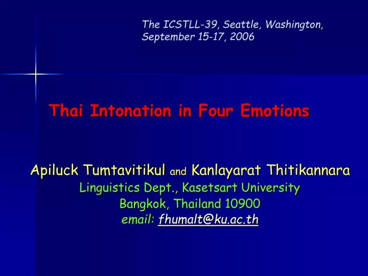 thai intonation in four emotions