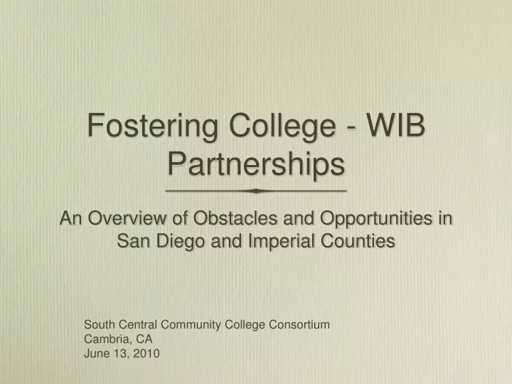 fostering college wib partnerships