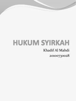 hukum syirkah