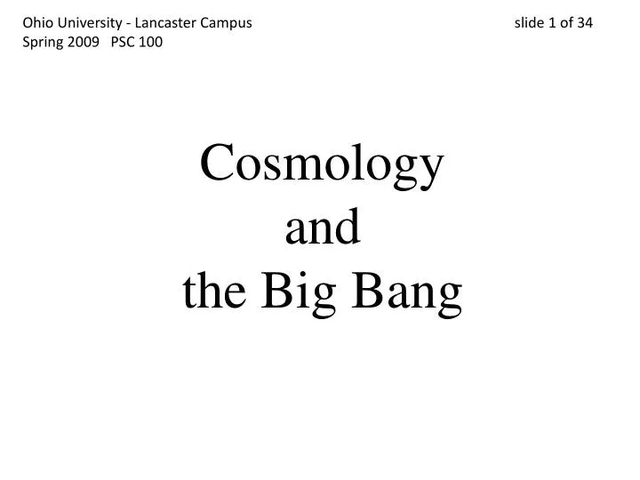 cosmology and the big bang
