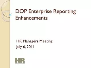 DOP Enterprise Reporting Enhancements