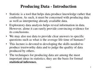 Producing Data - Introduction