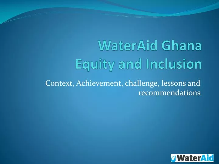 wateraid ghana equity and inclusion