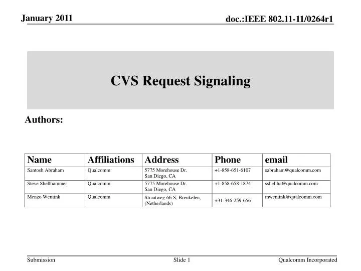 cvs request signaling