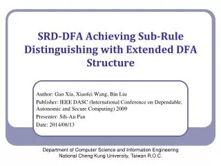 SRD-DFA Achieving Sub-Rule Distinguishing with Extended DFA Structure