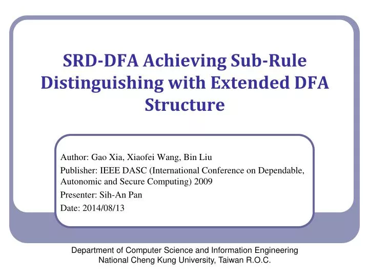 srd dfa achieving sub rule distinguishing with extended dfa structure