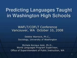 Predicting Languages Taught in Washington High Schools