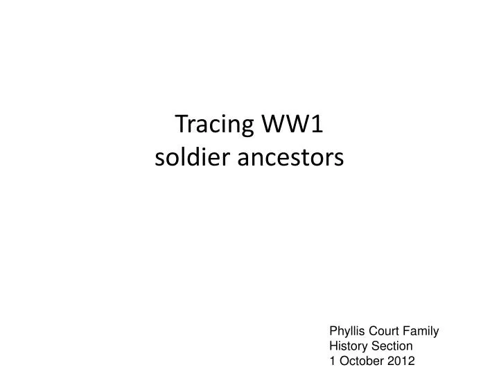 tracing ww1 soldier ancestors
