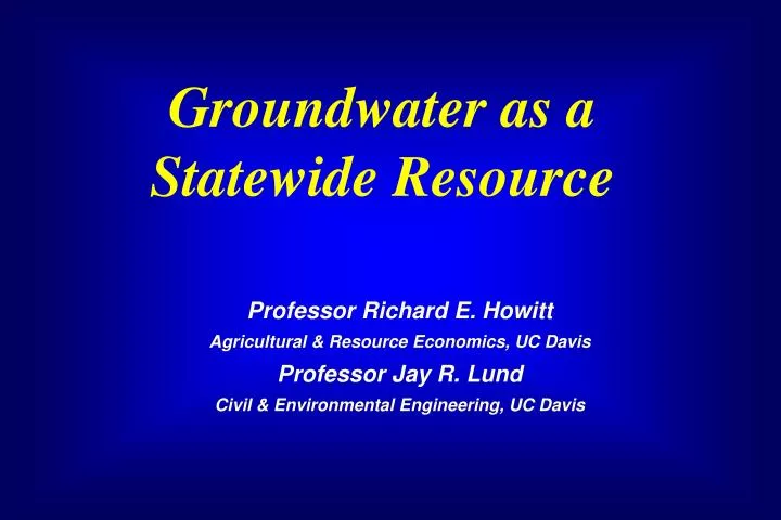 groundwater as a statewide resource