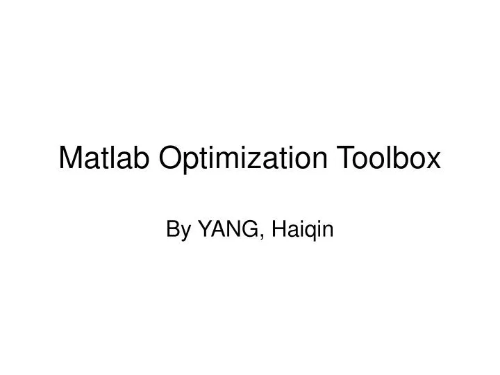 matlab optimization toolbox