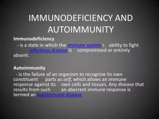 immunodeficiency and autoimmunity