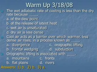 Warm Up 3/18/08