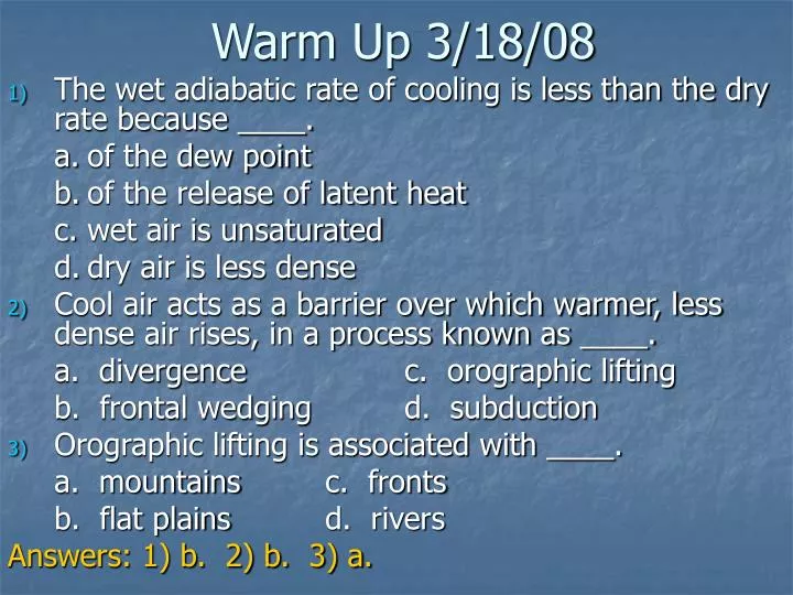 warm up 3 18 08