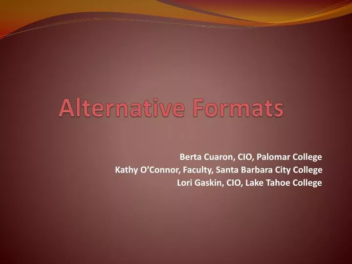alternative formats