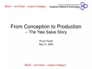 From Conception to Production -- The Yale Sakai Story