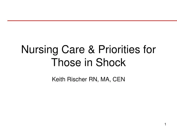 nursing care priorities for those in shock
