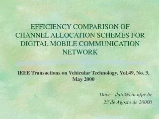 efficiency comparison of channel allocation schemes for digital mobile communication network