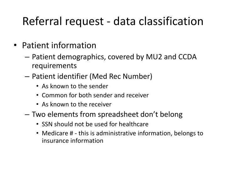 referral request data classification