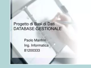 progetto di basi di dati database gestionale