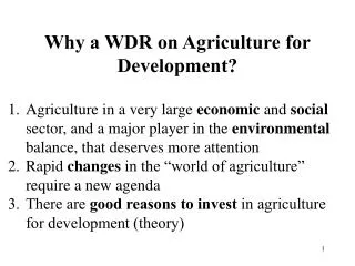 Why a WDR on Agriculture for Development?