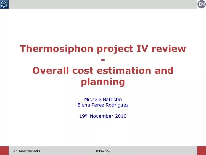 thermosiphon project iv review overall cost estimation and planning