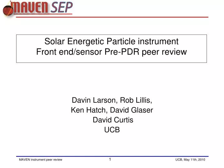 solar energetic particle instrument front end sensor pre pdr peer review