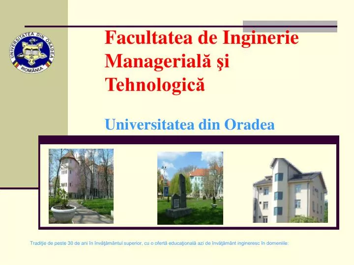 facultatea de inginerie managerial i tehnologic universitatea din oradea