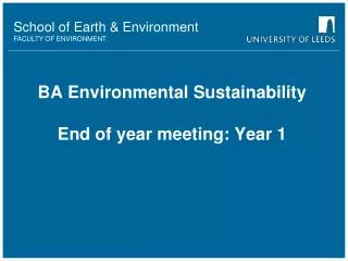 BA Environmental Sustainability End of year meeting: Year 1