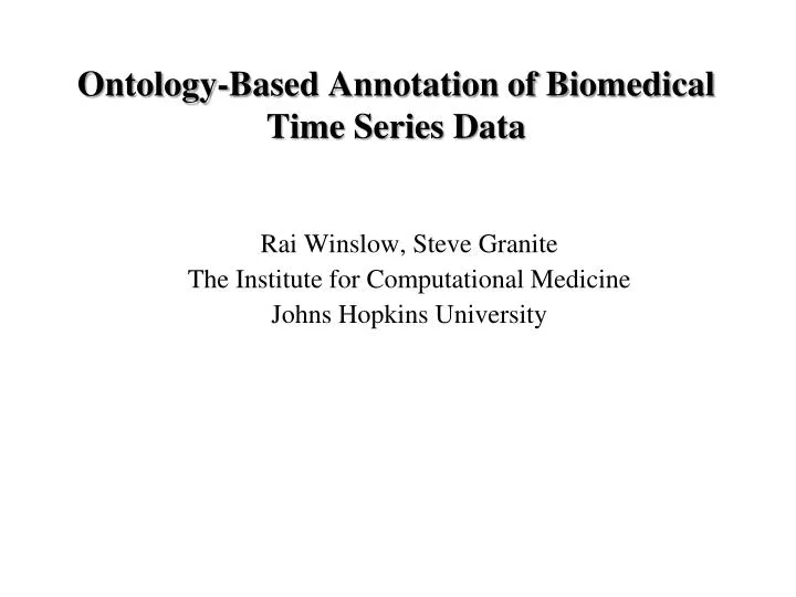 ontology based annotation of biomedical time series data