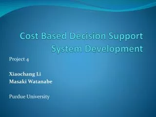 Cost Based Decision Support System Development