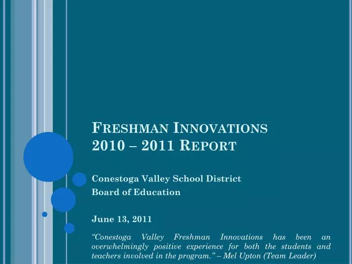 freshman innovations 2010 2011 report
