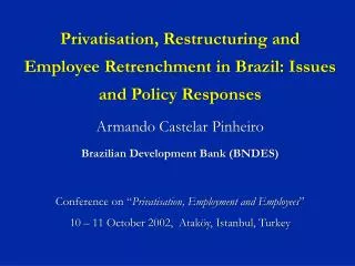 Privatisation, Restructuring and Employee Retrenchment in Brazil: Issues and Policy Responses