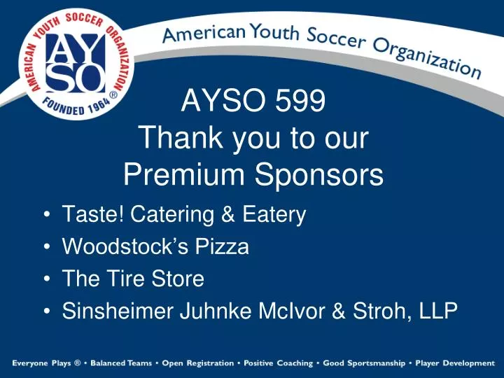 ayso 599 thank you to our premium sponsors