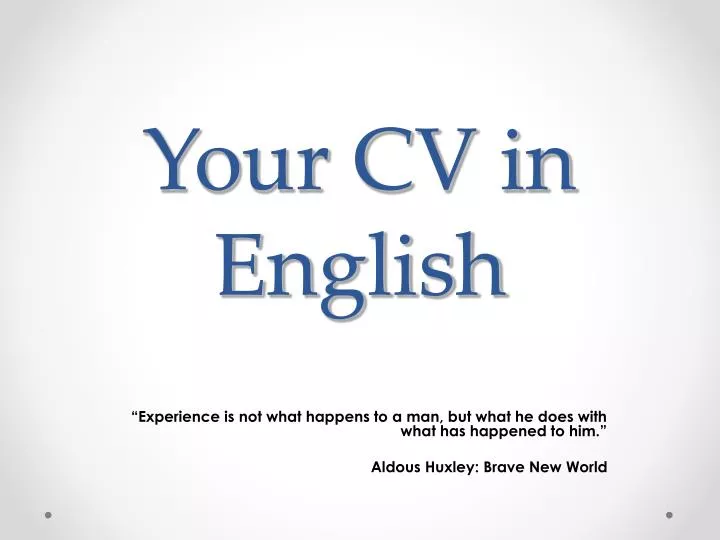 your cv in english