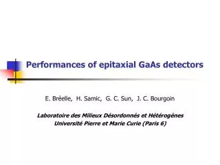 Performances of epitaxial GaAs detectors