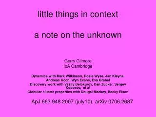 little things in context a note on the unknown