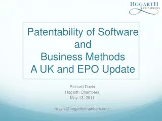 Patentability of Software and Business Methods A UK and EPO Update