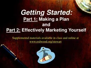 Getting Started: Part 1: Making a Plan and Part 2: Effectively Marketing Yourself