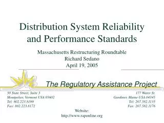 Distribution System Reliability and Performance Standards