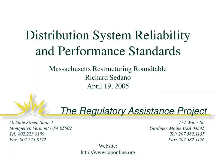 distribution system reliability and performance standards