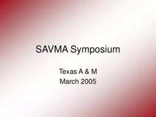 SAVMA Symposium