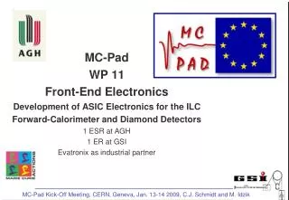 MC-Pad Kick-Off Meeting, CERN, Geneva, Jan. 13-14 2009, C.J. Schmidt and M. Idzik