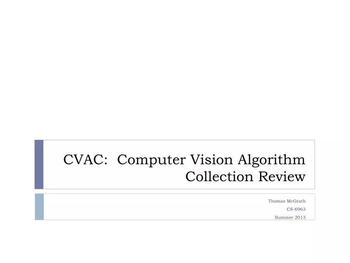 cvac computer vision algorithm collection review